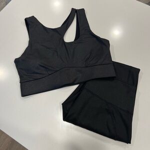 Fabletics Black Sports Bra and Leggings Set M